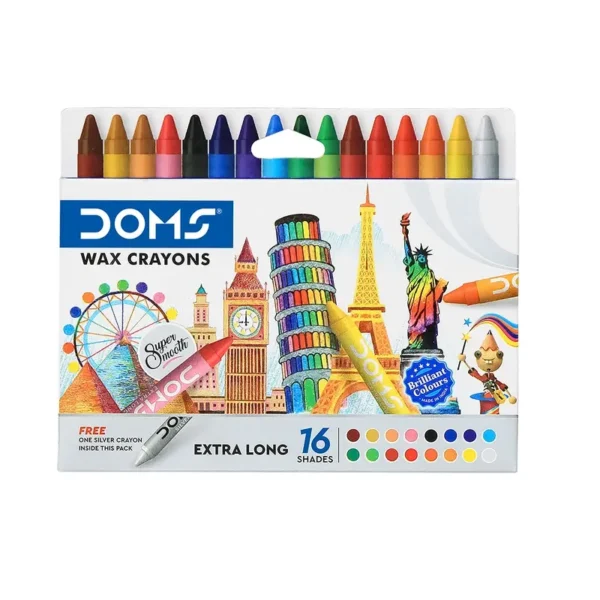DOMS Extra Long Wax Crayons 16 Shades