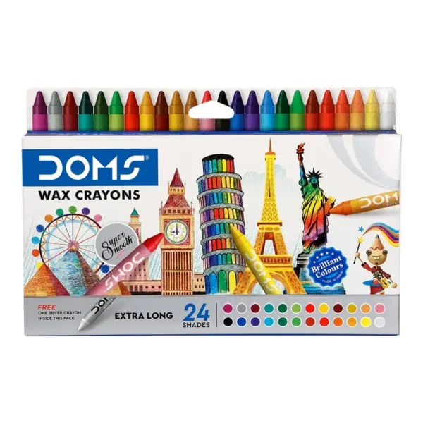 DOMS Extra Long Wax Crayons 24 Shades