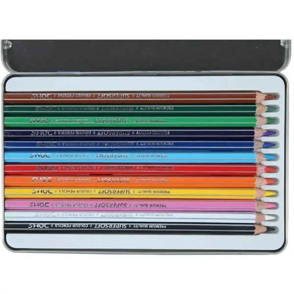 DOMS 12 Colour Pencil Flat Tin Pack | Pencil Colours