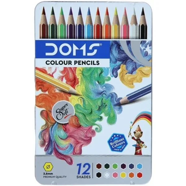 DOMS 12 Colour Pencil Flat Tin Pack | Pencil Colours