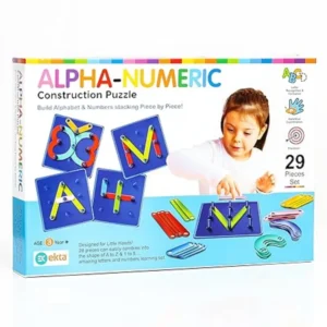 Ekta Alpha-Numeric Construction Puzzle Toy, Built 29 Piece Puzzles Board, Learning Educational Game for Teaching Alphabets, Letters, Numbers & Common Shapes