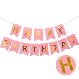 Happy Birthday Banner Pink | Wall Hanging Birthday Banner