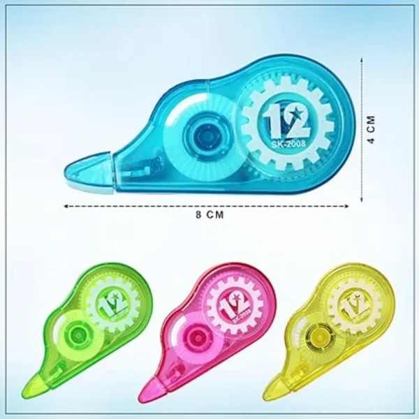 Multipurpose 12 Meter White Strip Error Correction Tape with Front Cap for Office, School, Project, Assignment Pack of 1