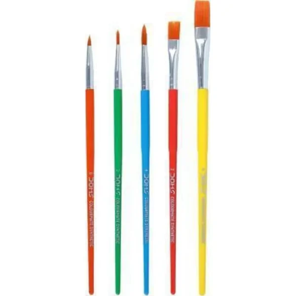 DOMS COLOURMATE SYNTHETIC HAIR PAINT BRUSHES FLAT & ROUND SET OF 5 BRUSHES