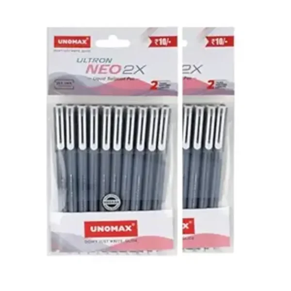 UNOMAX Ultron Neo 2x Ball Pen Pack of 10 (Black)