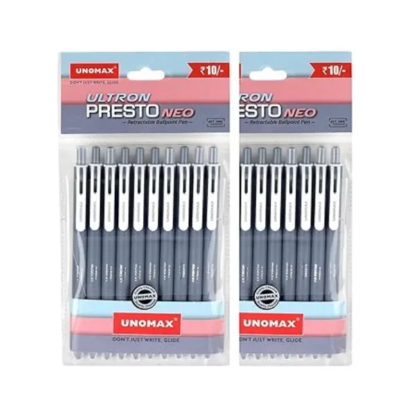 UNOMAX Ultron Presto Neo RT0 Black Ball Pen | Pack of 10