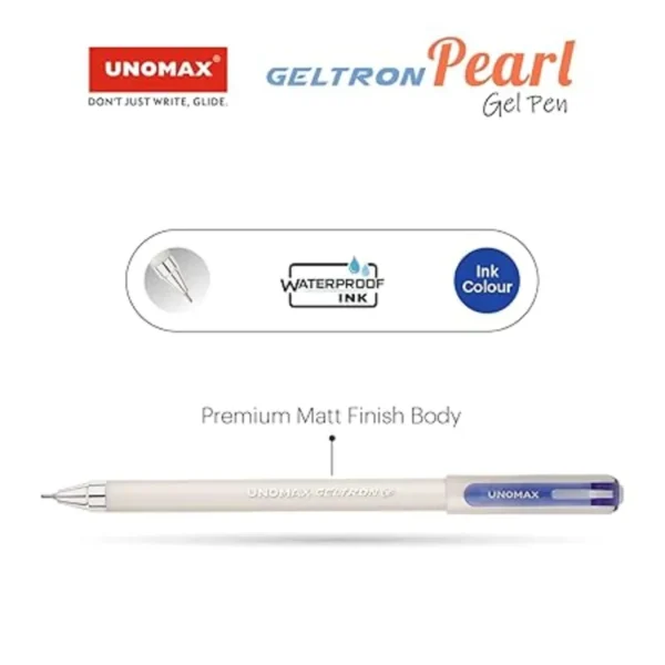 UNOMAX Geltron Pearl Blue Pen | Pack of 10 Pens