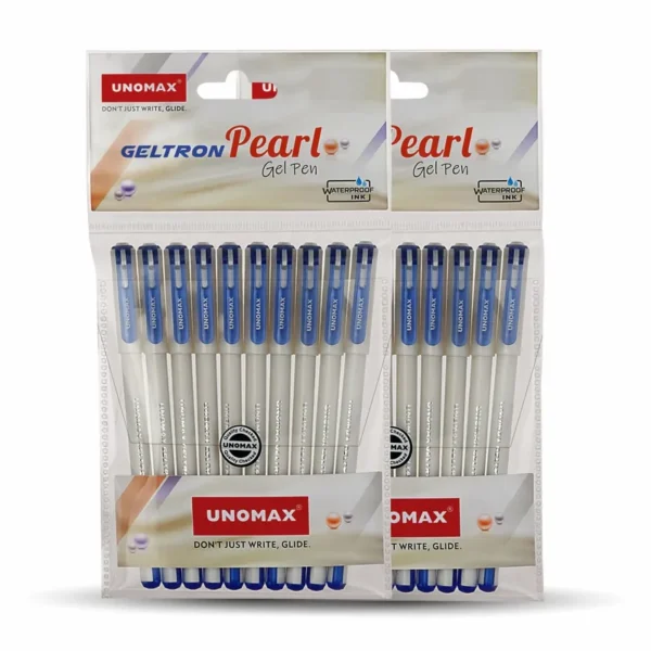 UNOMAX Geltron Pearl Blue Pen | Pack of 10 Pens