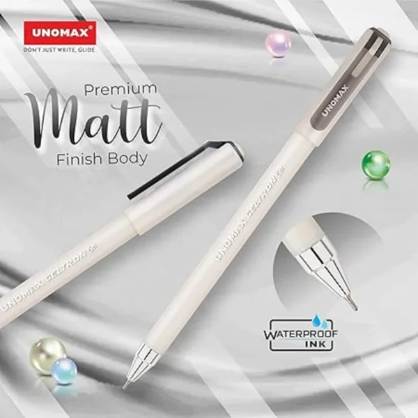 UNOMAX Geltron Pearl Black Gel Pen | Pack of 10 Pens