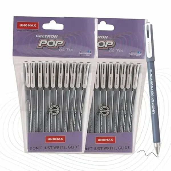 UNOMAX Geltron Pop Gel Pen Pack of 10 Black