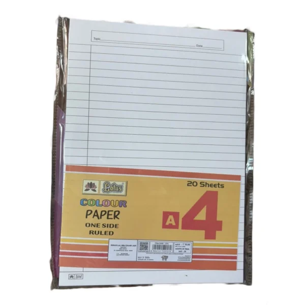 LOTUS A4 WHITE ONE SIDE RULED SHEETS